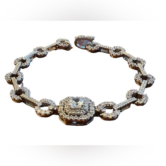 Sterling silver STAUER 925 fancy art deco link bracelet - Picture 2 of 4